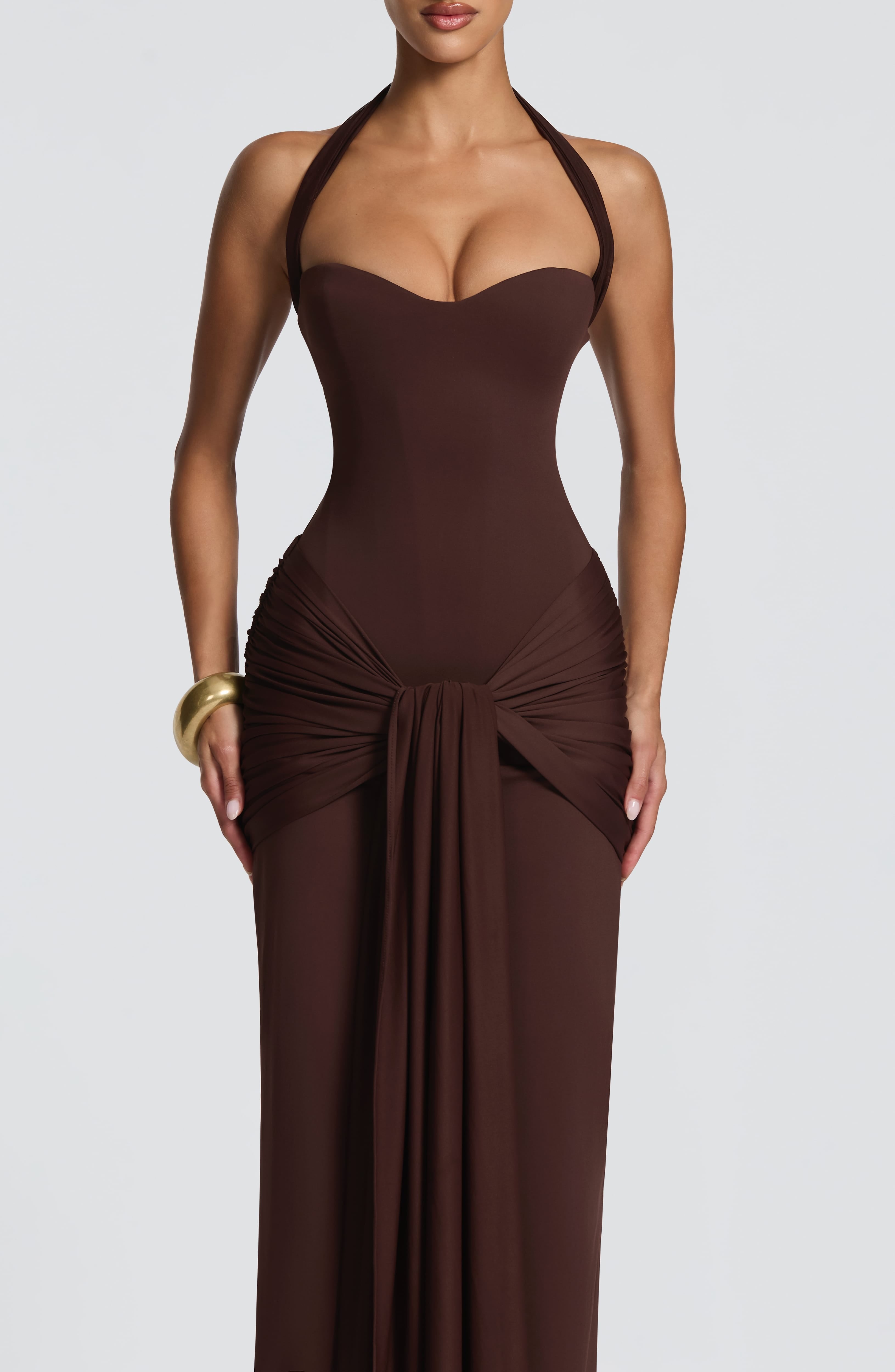 Women's Strapless Maxi Dress – Slinky Jersey Sweetheart Neck