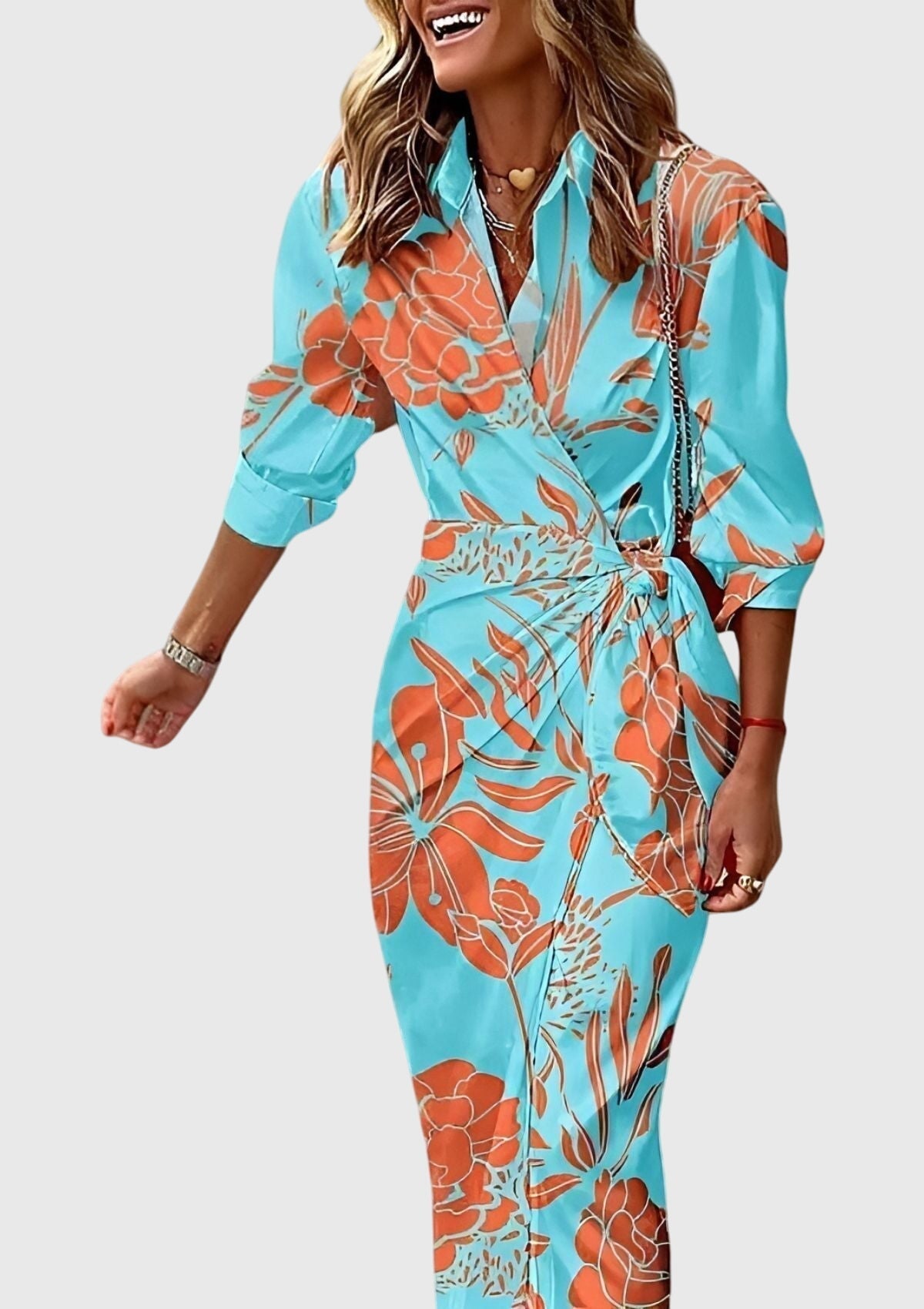 Women's Wrap Dress – 100% Polyester, Adjustable Fit