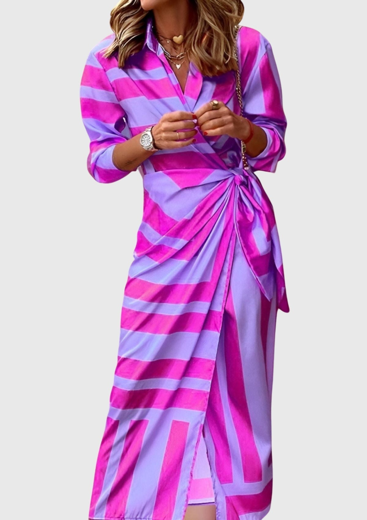 Women's Wrap Dress – 100% Polyester, Adjustable Fit