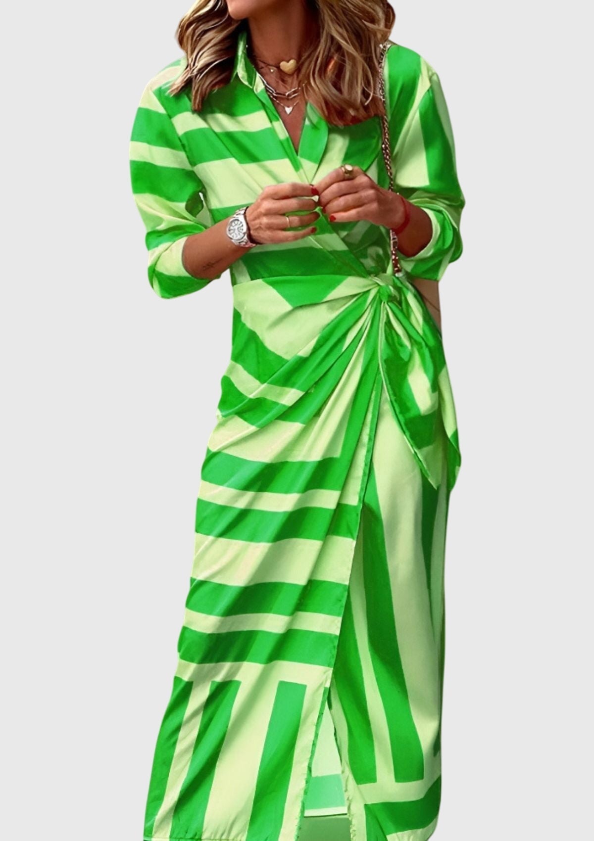 Women's Wrap Dress – 100% Polyester, Adjustable Fit