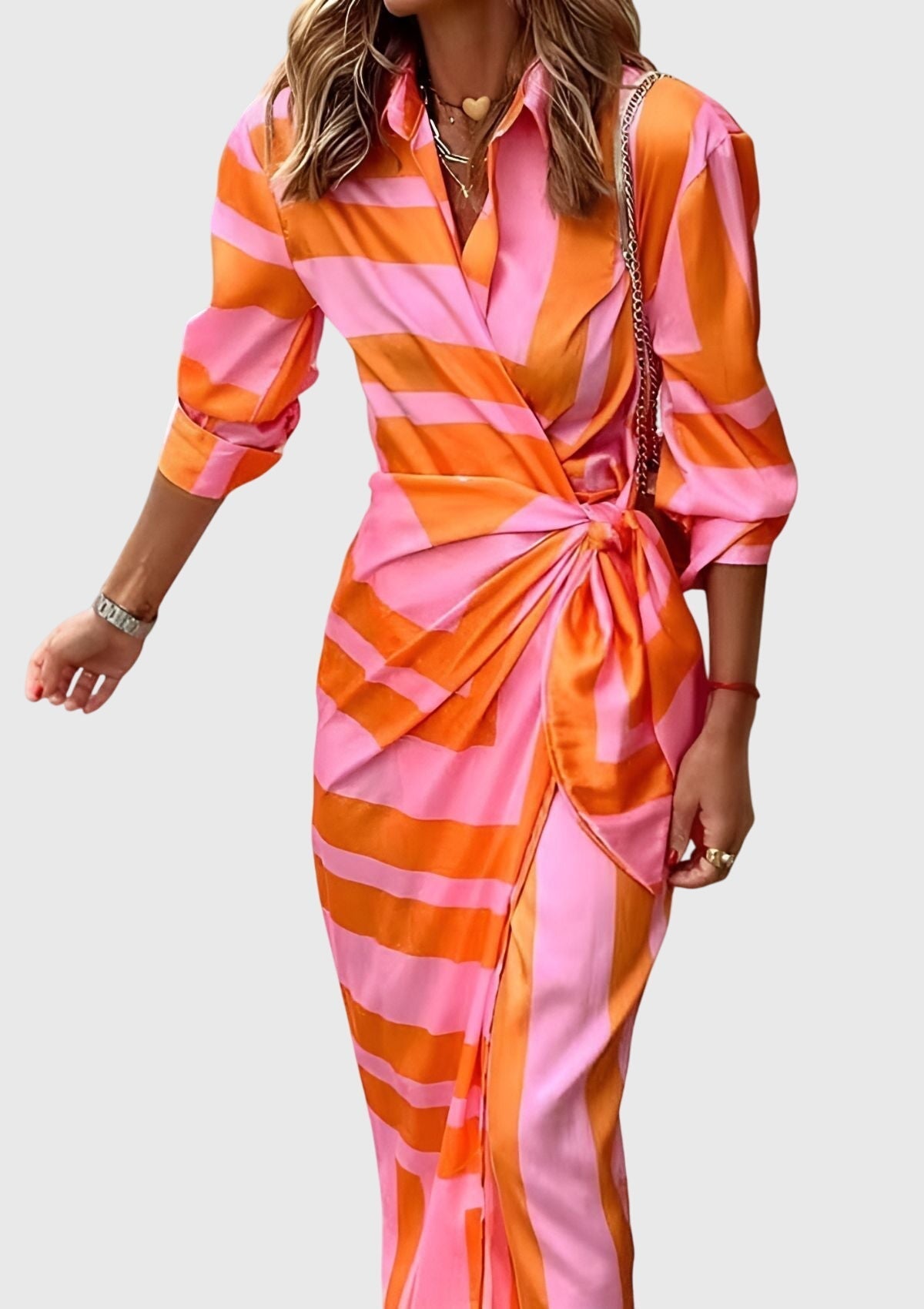 Women's Wrap Dress – 100% Polyester, Adjustable Fit