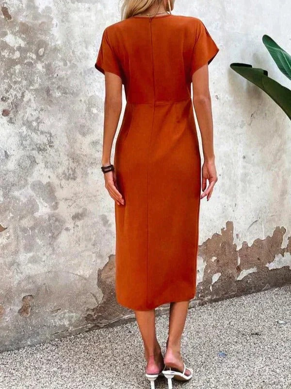 Women’s Wrap V Neck Midi Dress – Summer Occasion Wear