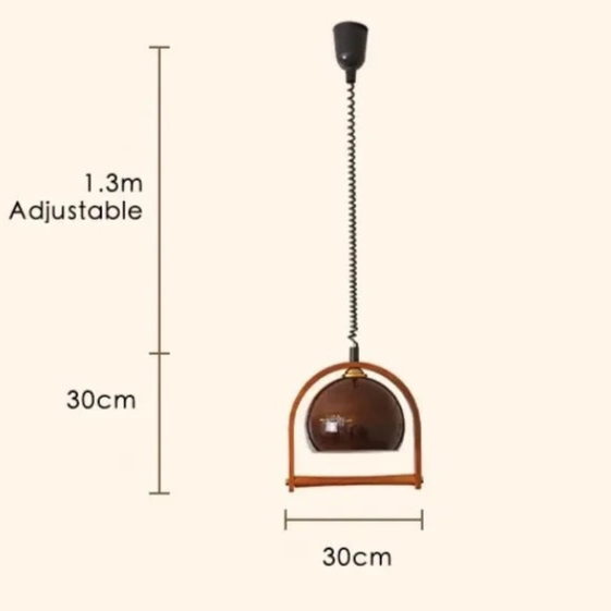 Wood Pendant Light Fixture | Glass & Wood Design with E14 LED Base | Warm Light for Kitchen, Dining & Bar Areas