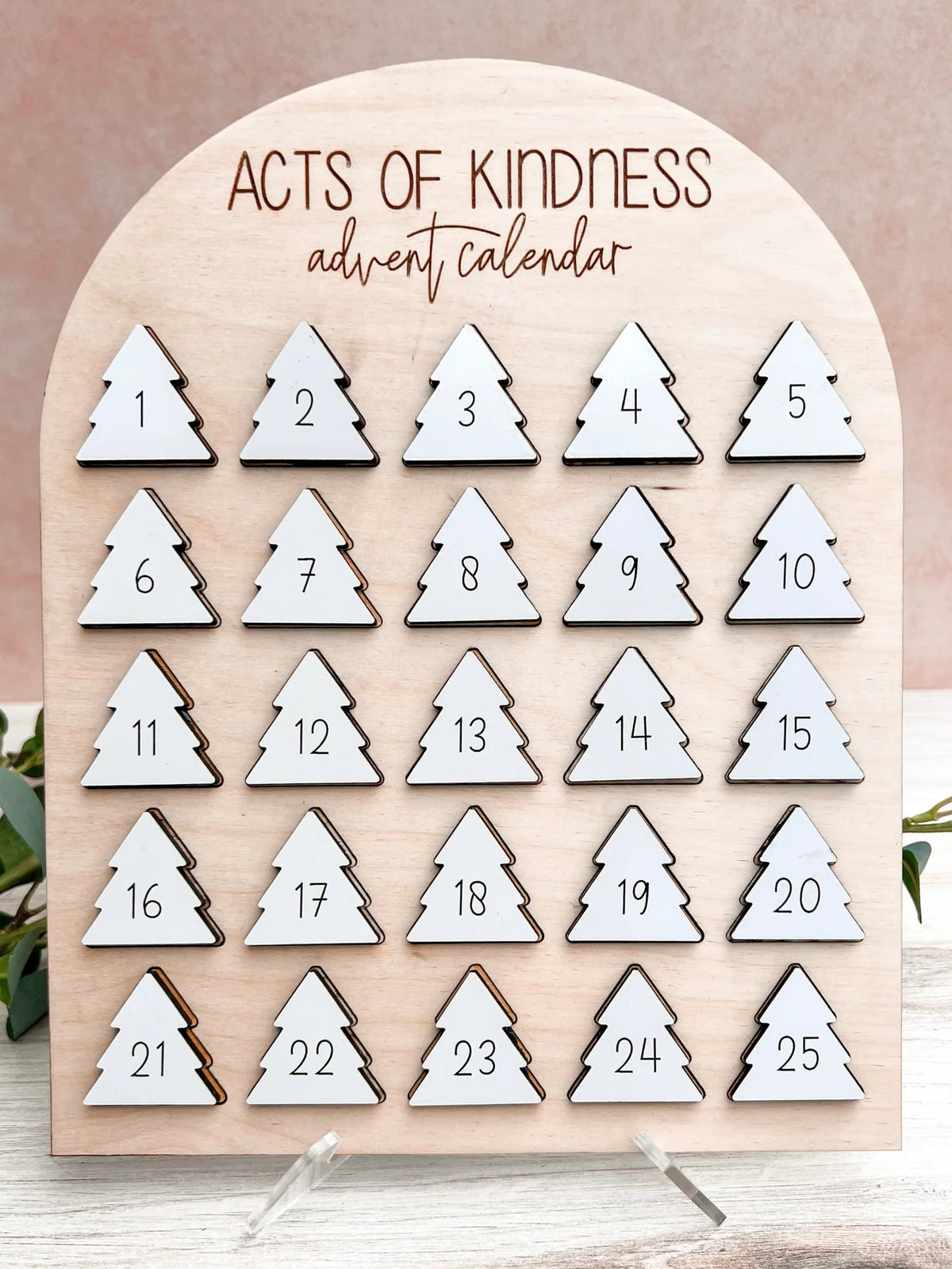 Wooden Advent Calendar for Christmas | 25 Daily Kindness Activities | Reusable Wooden Family Keepsake Decoration