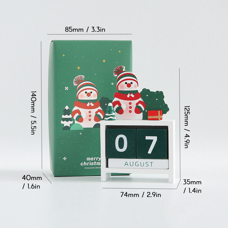 Wooden Perpetual Calendar Blocks | 2 Number Cubes & 3 Month Blocks with Storage Tray | Festive Tabletop Decoration