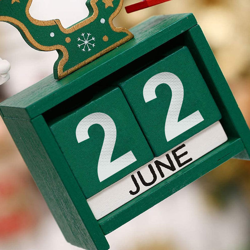 Wooden Perpetual Calendar Blocks | 2 Number Cubes & 3 Month Blocks with Storage Tray | Festive Tabletop Decoration