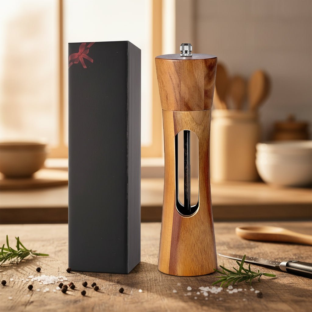 Wooden Salt and Pepper Mill | Adjustable Grinder with Ceramic Mechanism