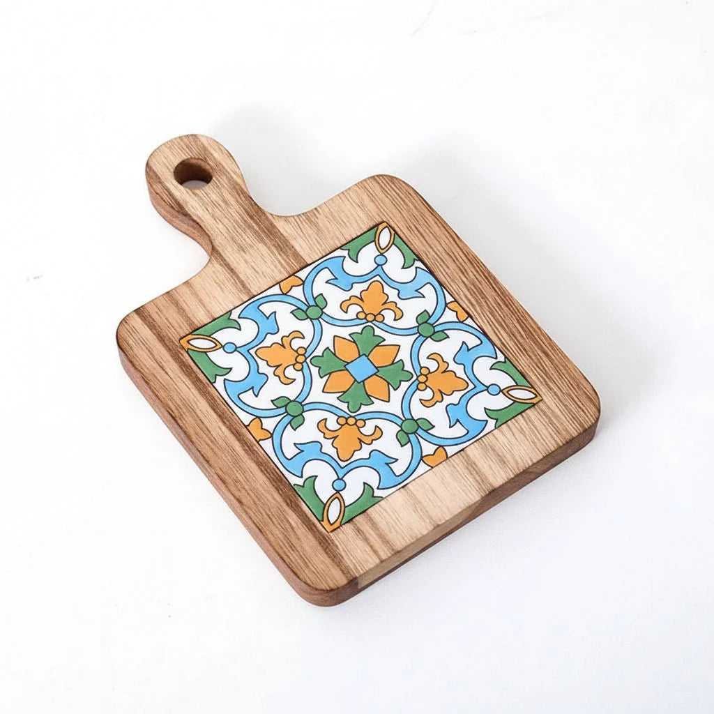 Wooden Trivet | Paddle Board With An Inset Patterned Tile