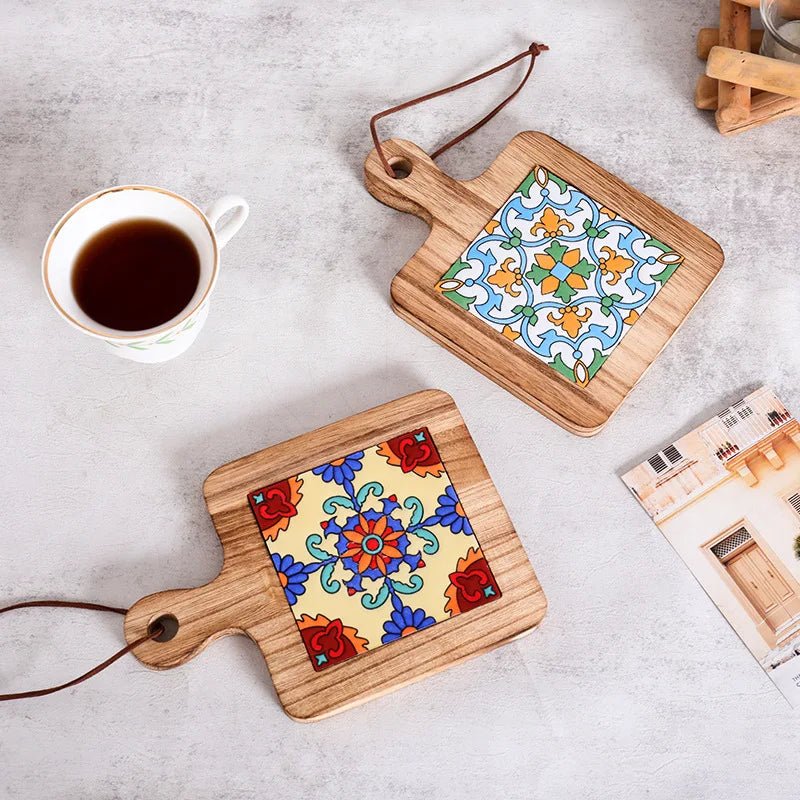 Wooden Trivet | Paddle Board With An Inset Patterned Tile