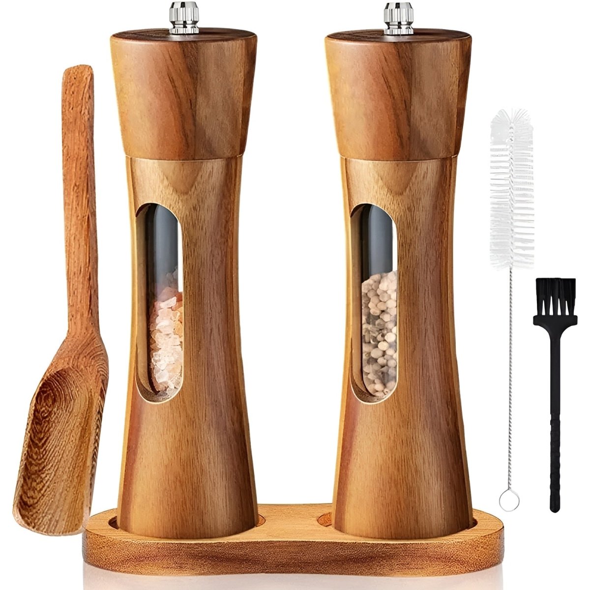 Wooden Salt and Pepper Mill – Elegant Design with Adjustable Grind Settings for the Kitchen or Dining Table 1