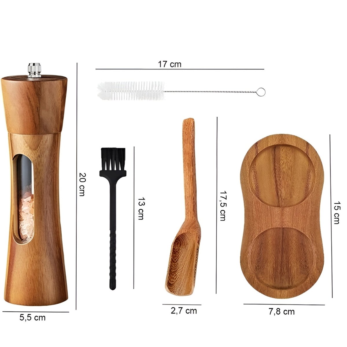 Wooden Salt and Pepper Mill – Elegant Design with Adjustable Grind Settings for the Kitchen or Dining Table 5