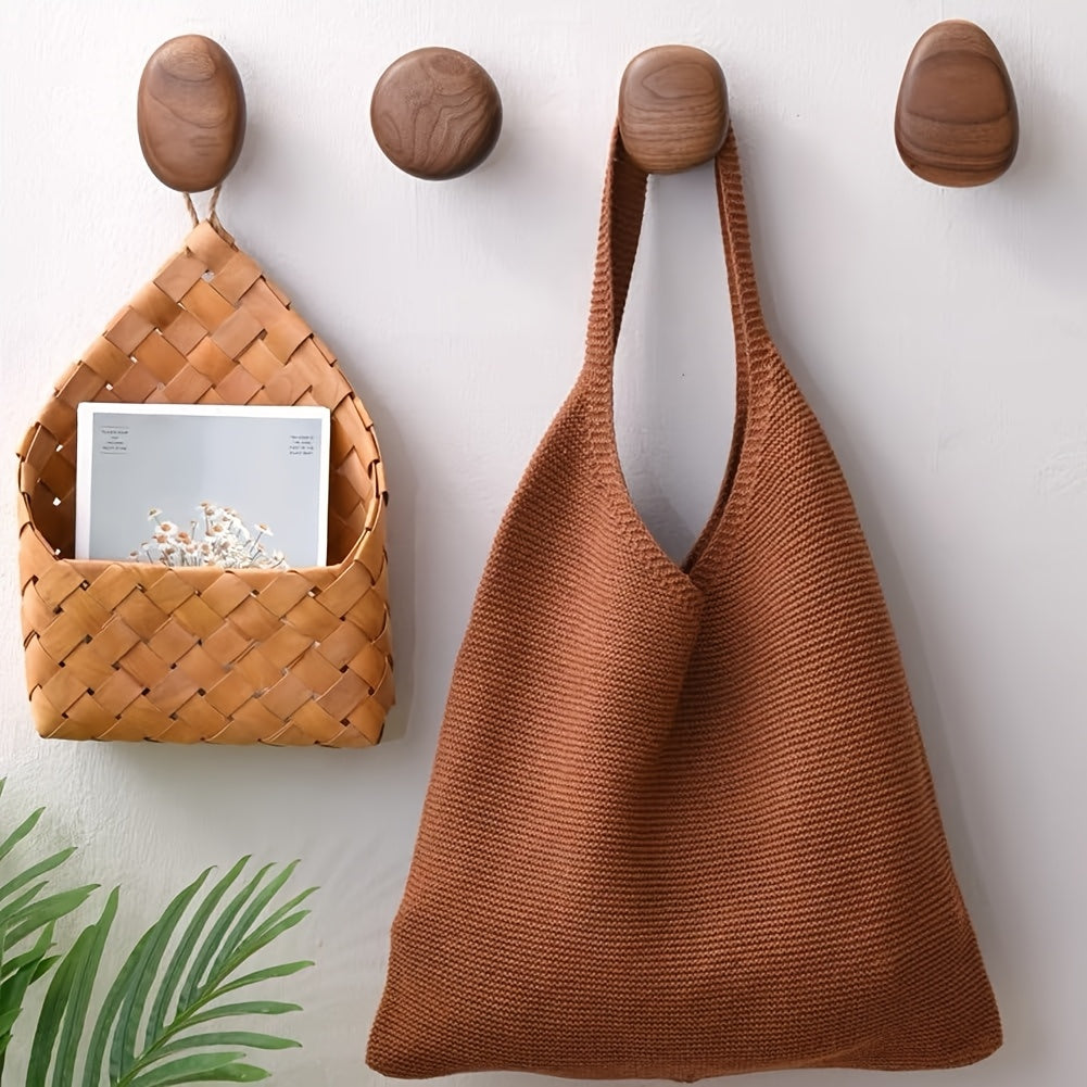 Wooden Wall Hooks Set Round Shape Wall Mounted Coat Hooks 0