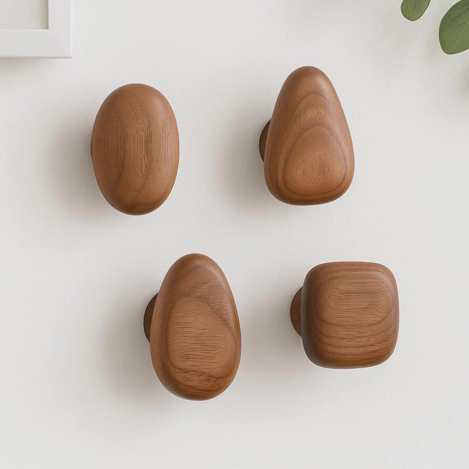 Wooden Wall Hooks Set Round Shape Wall Mounted Coat Hooks 4