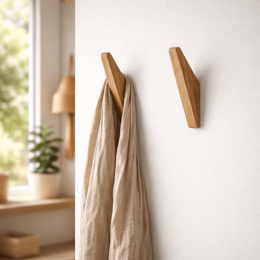 Wooden Wall Hooks – Natural Two-Tone Finish, Minimalist Design for the Entryway or Bedroom 0