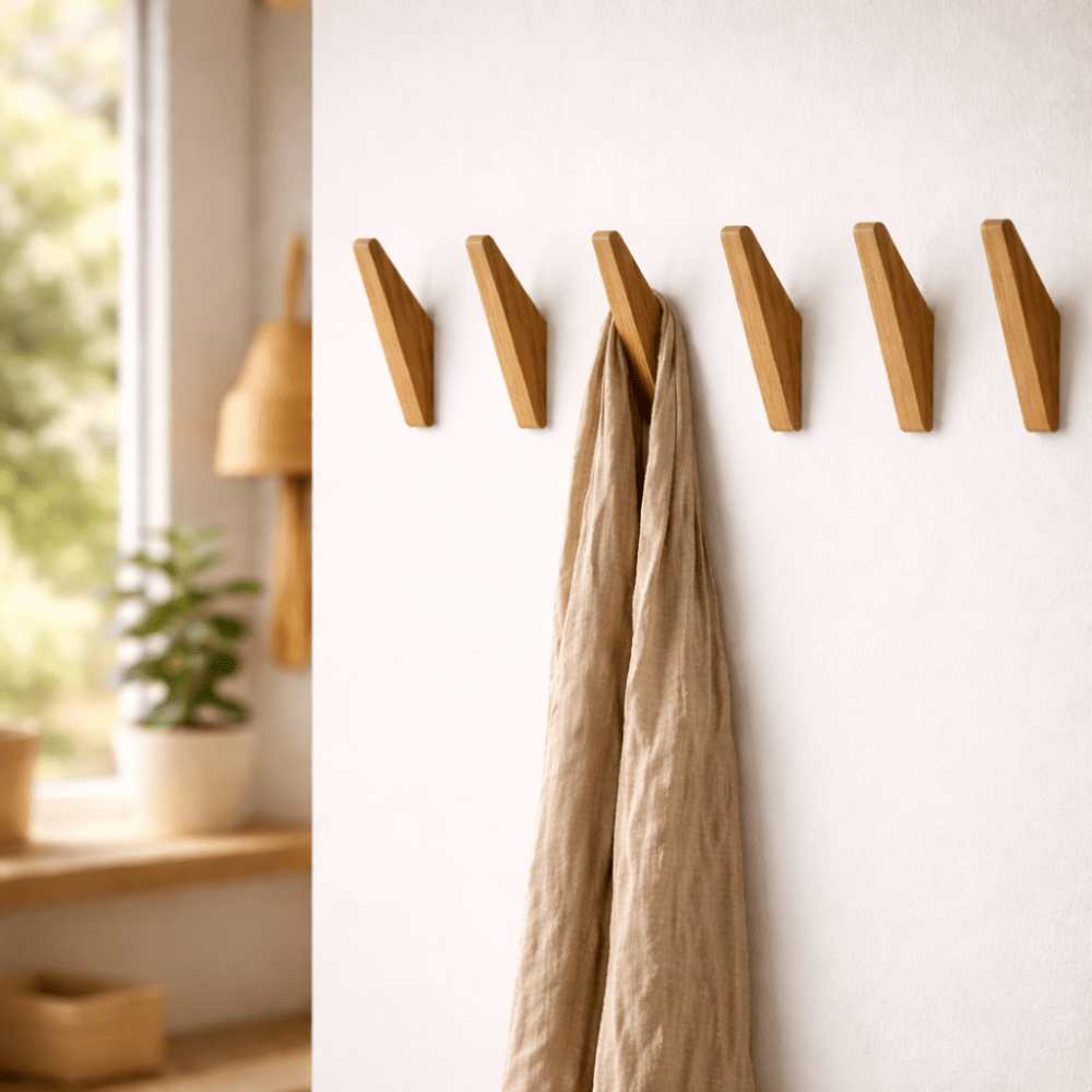 Wooden Wall Hooks – Natural Two-Tone Finish, Minimalist Design for the Entryway or Bedroom 11
