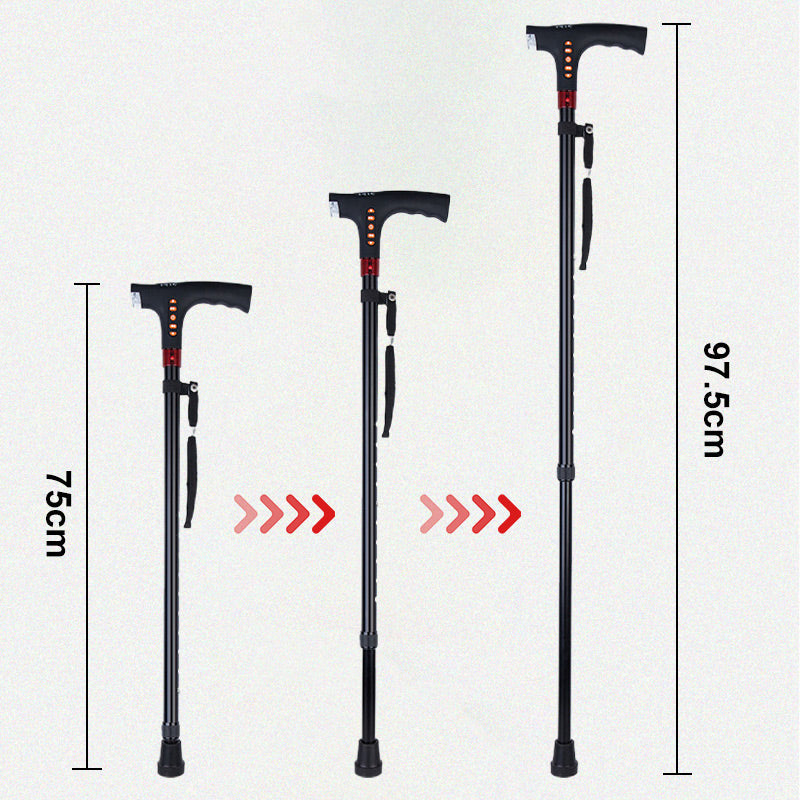 Walking Stick for Elderly | LED Torch & SOS Alarm | Adjustable 73-95.5 cm Foldable Aluminium Alloy Cane with Radio, 500 g 9