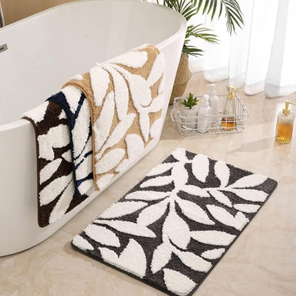 Zyphire | Leaf Pattern Bath Mat – Ultra-Soft Non-Slip Microfiber 1