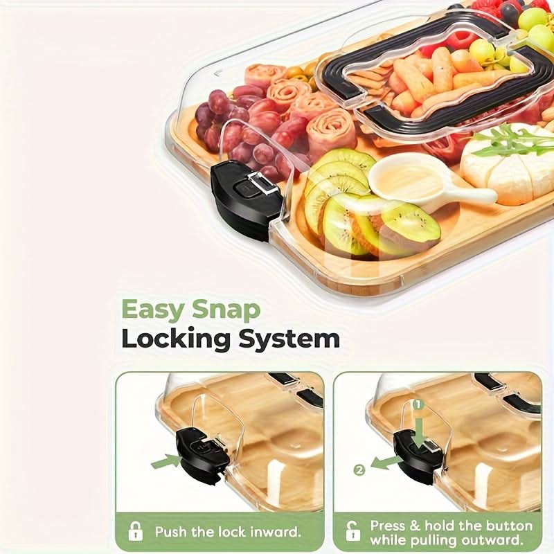 Cheese Board Portable Dual-Surface Reversible with Snap-On Closure 7