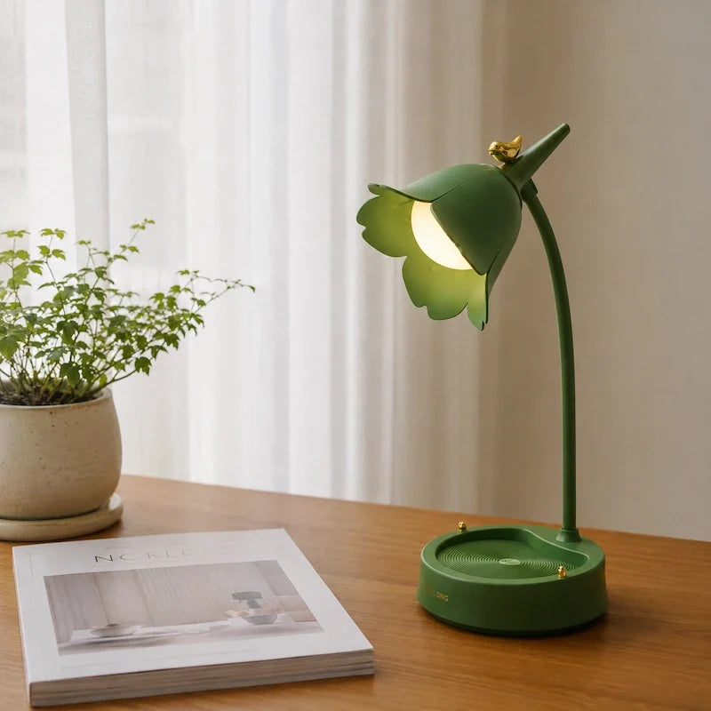 Petal Shade Desk Lamp | Rechargeable, 3-Tone Dimmable, 12-Hour Battery | ABS, Curved Stem, 39 x 15 x 12.5 cm, 4 Colours 8