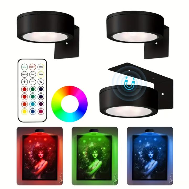 Magnetic Picture Light Aluminium | 13 Colour Modes, Touch & Remote Control | Drill-Free Rechargeable Wall Light 7