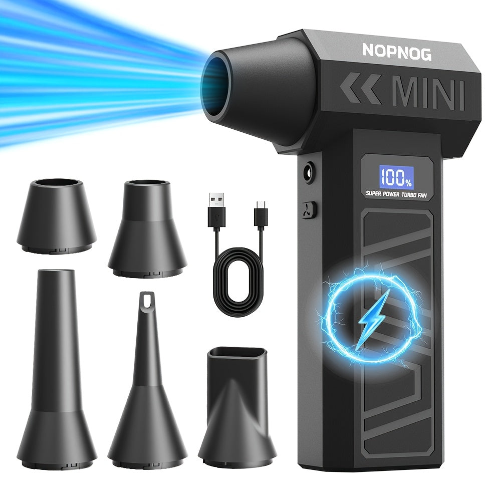 Electric Air Duster & Mini Vacuum Cleaner | 130,000 RPM Brushless Motor | 2x 4000 mAh Battery, USB-C Fast Charging 1