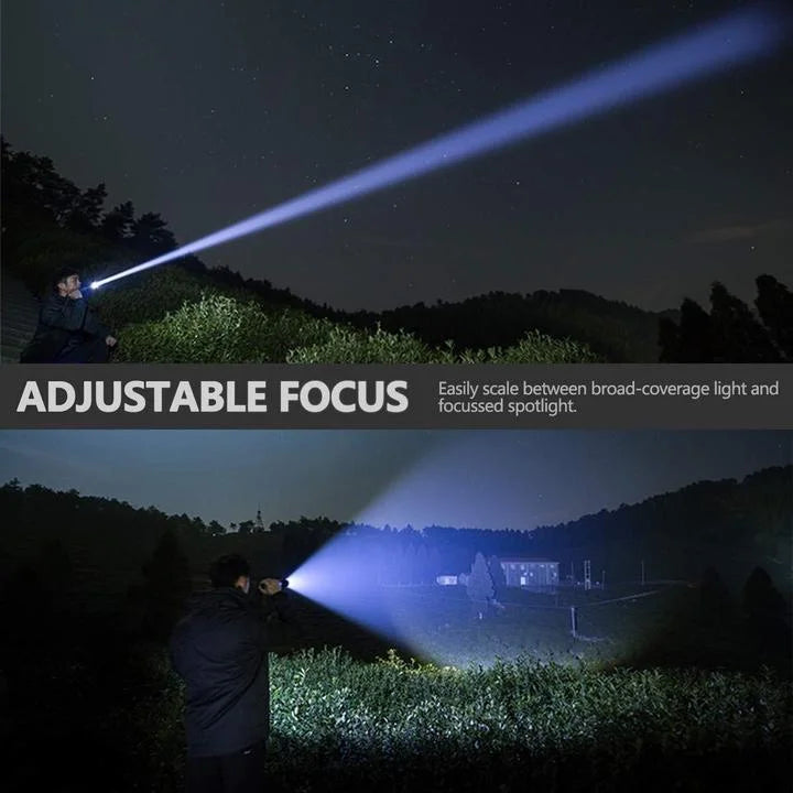 LED Flashlight XHP50 | Zoomable, 3 Modes, Up to 90000 Lumens | USB Rechargeable 18650/26650 Battery, IPX-6 Water-Resistant 5