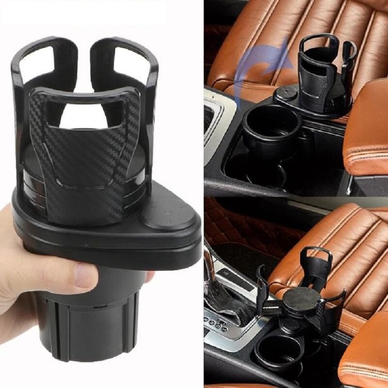 Adjustable Car Cup Holder Expander with Auto Base and Rotating Platform - Image 2