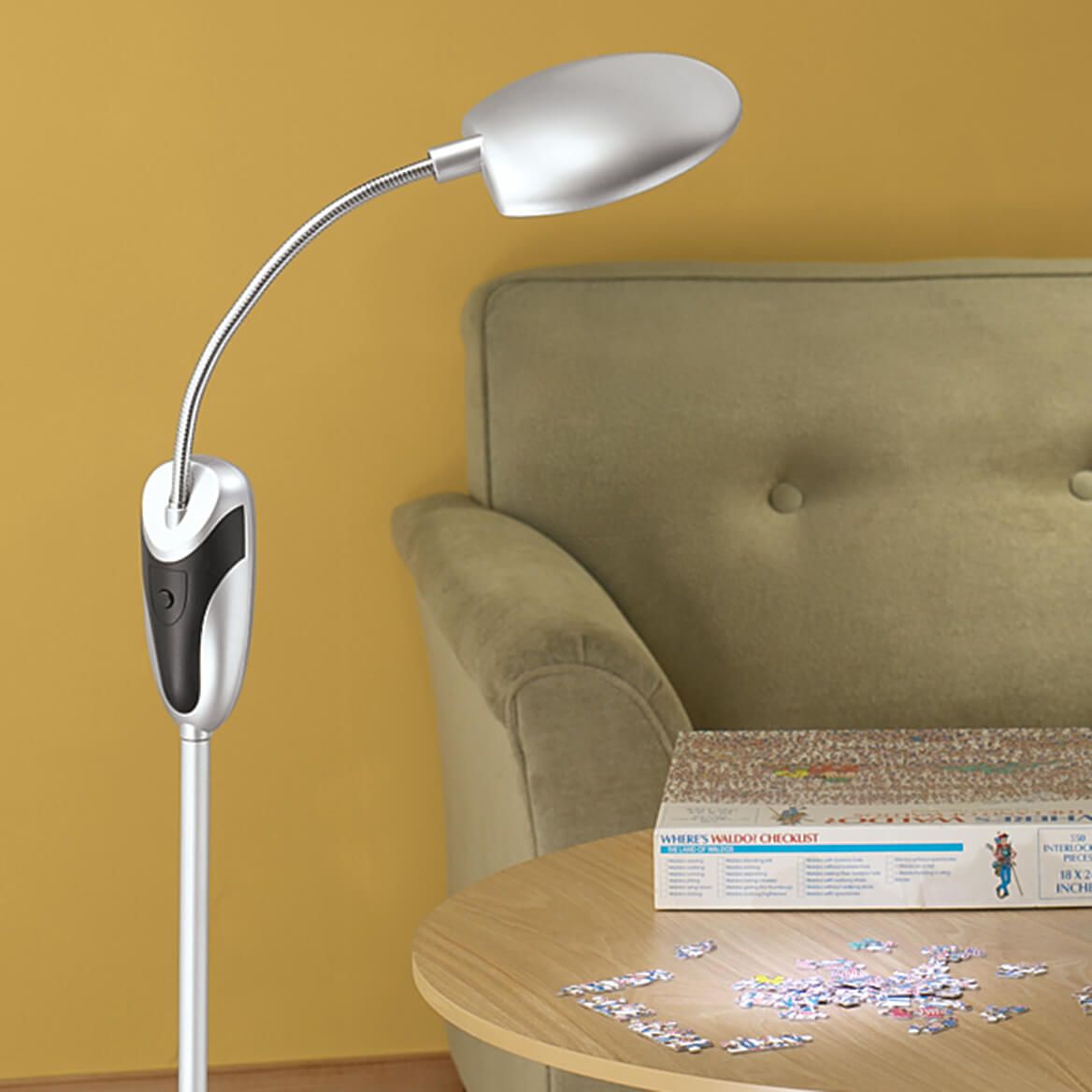Cordless LED Floor Lamp | Battery Powered, Flexible Neck | Aluminium/Plastic, 131 cm, 16 LED Bulbs, 100,000 Hour Lifespan 3