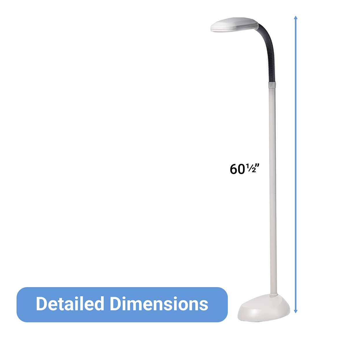 Daylight Floor Lamp 153.7cm High | 27-Watt LED Bulb, 5,000 Hour Life | Glare-Free Light Brightens Mood, Reduces Eyestrain 6