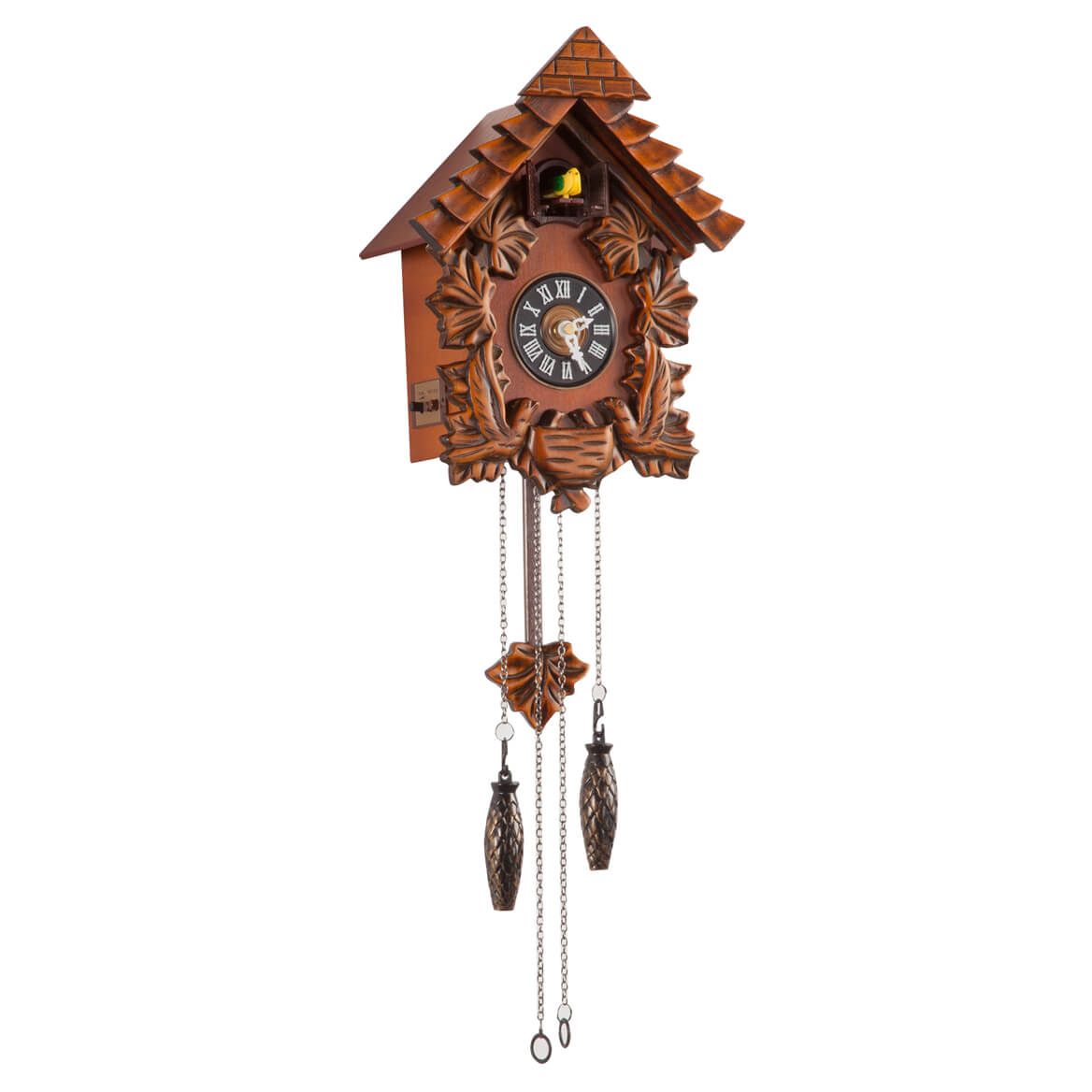 Cuckoo Clock Solid Wood 28 x 22 x 14 cm | Bird Call Chime, Adjustable Volume | Silent Night Mode, Wall Hanging Hook 2