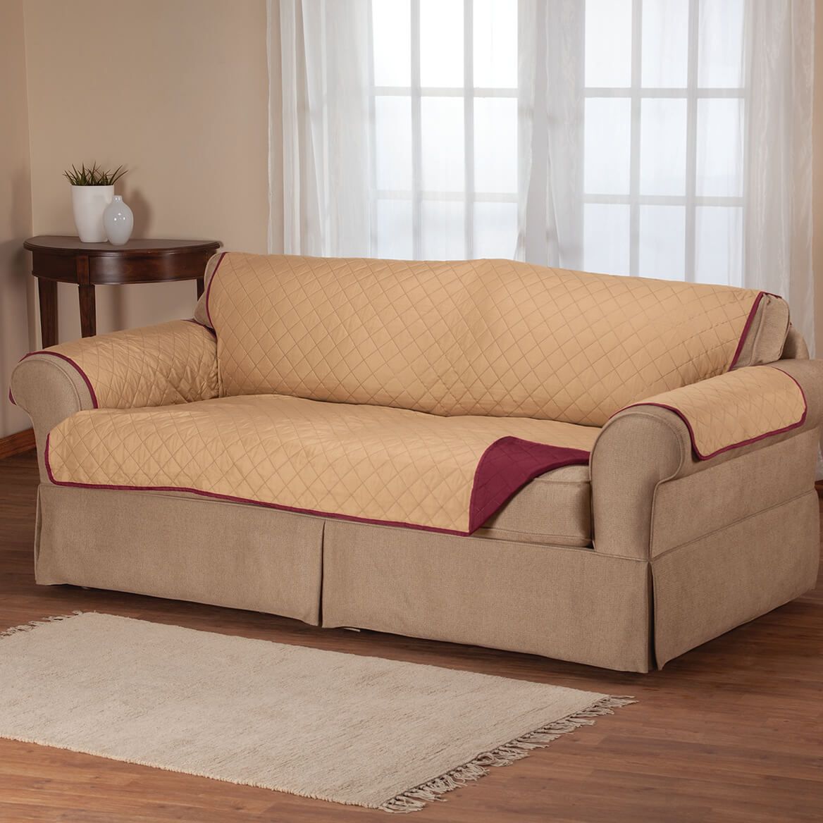 Reversible Sofa Cover Microfiber 198 cm Wide | Quilted, 2-Colour Design | Protects Against Spills, Stains and Wear 3