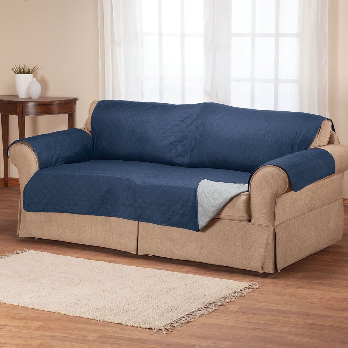 Reversible Sofa Cover Microfiber 198 cm Wide | Quilted, 2-Colour Design | Protects Against Spills, Stains and Wear 4