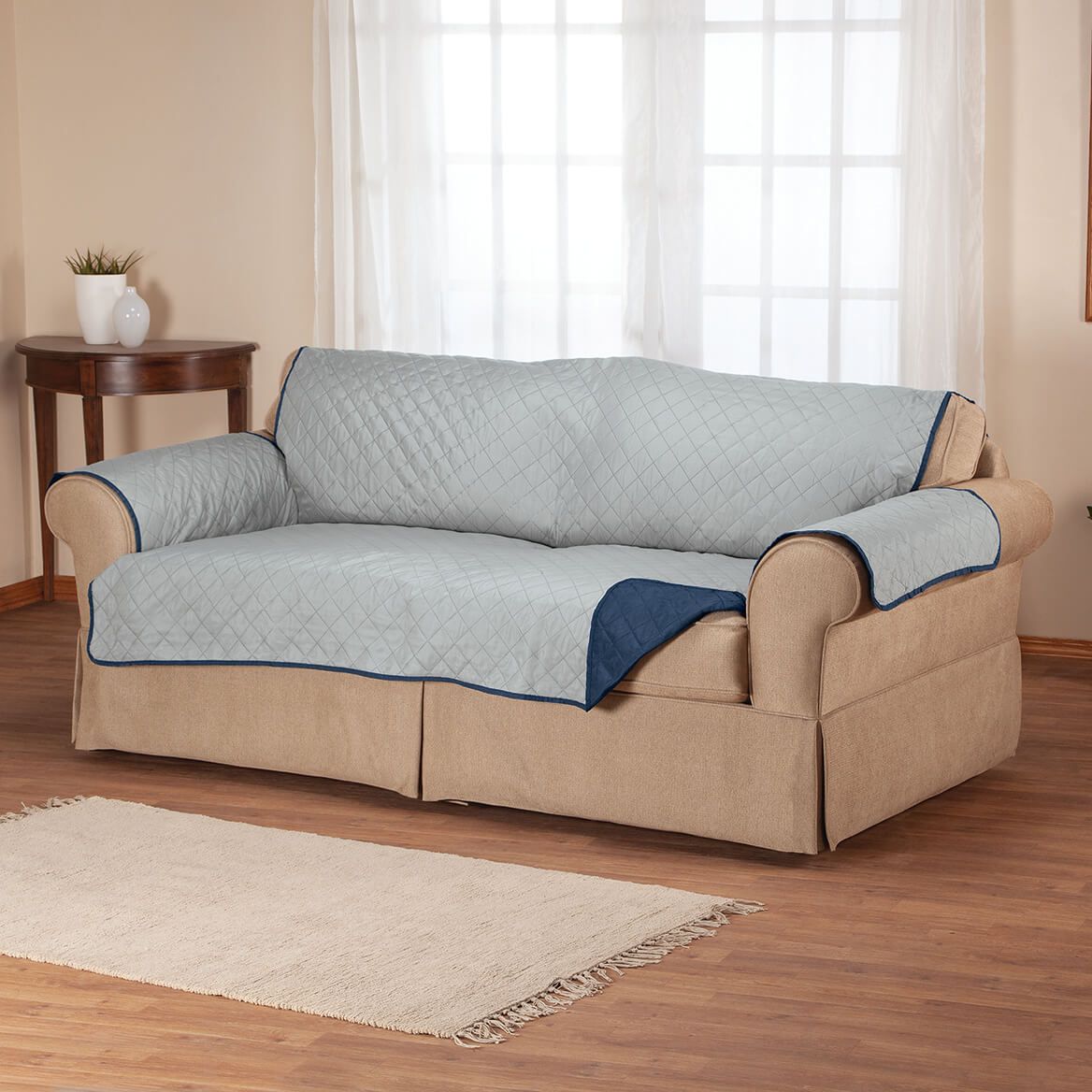 Reversible Sofa Cover Microfiber 198 cm Wide | Quilted, 2-Colour Design | Protects Against Spills, Stains and Wear 5