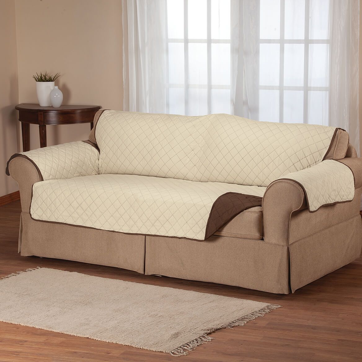 Reversible Sofa Cover Microfiber 198 cm Wide | Quilted, 2-Colour Design | Protects Against Spills, Stains and Wear 7