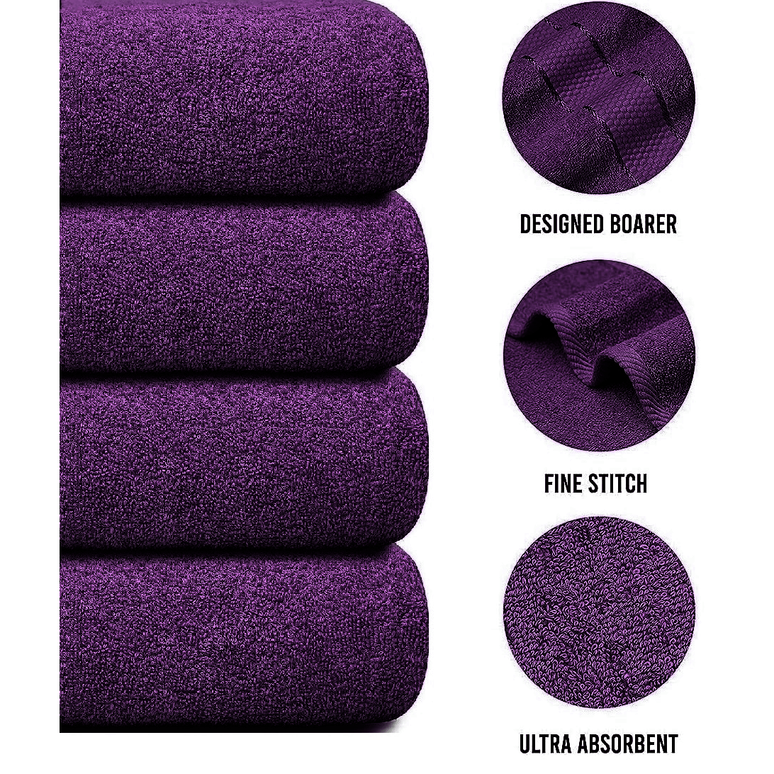 Jumbo Bath Towel Set, 4-Piece | Solid Colour, 12 Shade Options | Quick-Dry, Machine Washable, Coordinated Bathroom Set 24