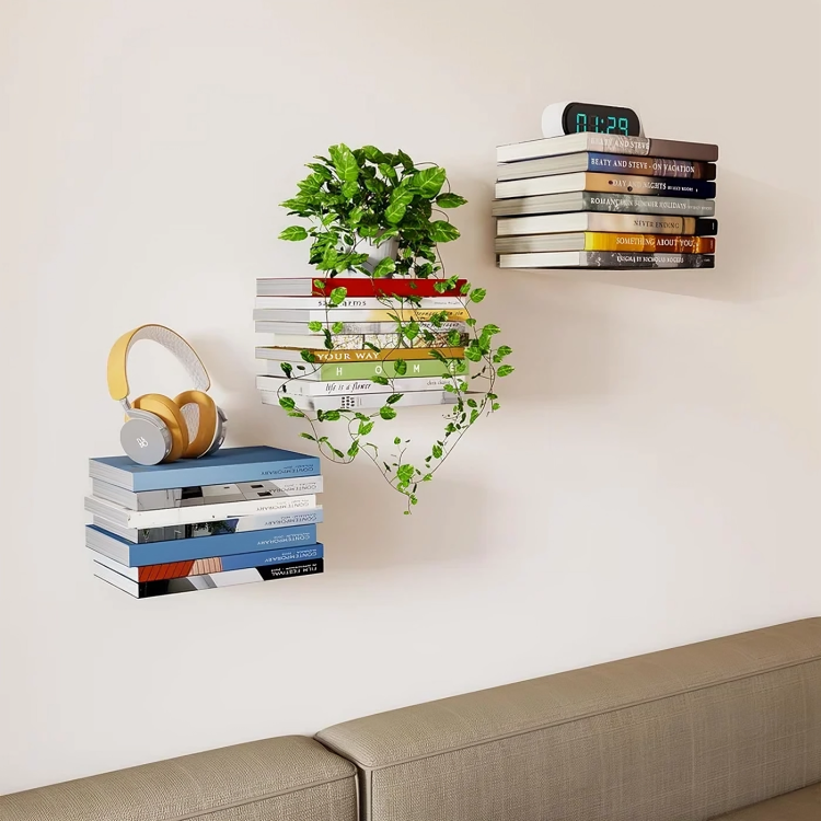 Invisible Book Shelf Bracket | Steel Build, Holds 6-8 Books Without Bending | Space-Saving Wall Mount Storage Solution 5