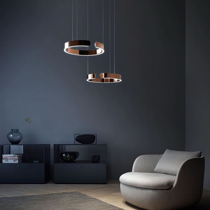 Round LED Ceiling Light Metal Acrylic | 3 Light Tones Dimmable Adjustable Height | Minimalist Living Room Lighting 4