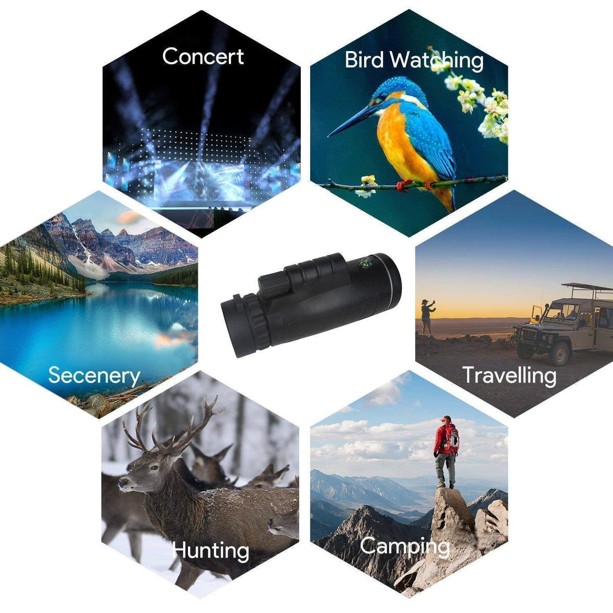 12X50 Monocular Telescope | BAK4 Prism with 38 m/1000Yds Field of View | Smartphone Adapter and Tripod Included 1
