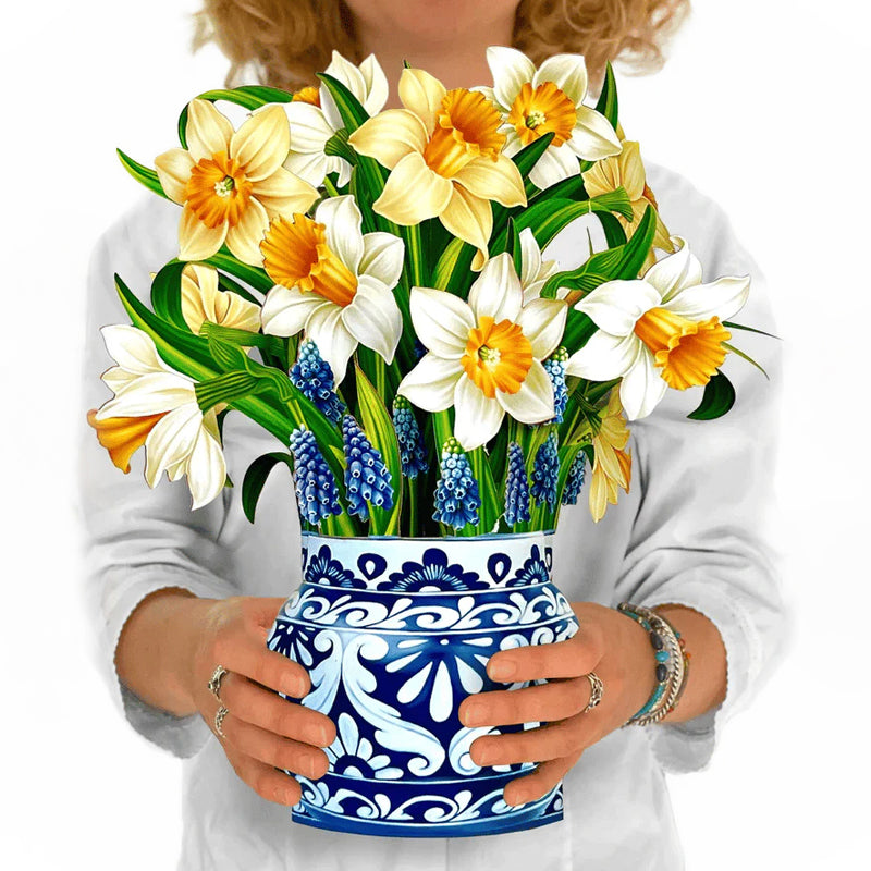 3D Pop-Up Bouquet Greeting Card | Unfolds into a Life-Like Paper Flower Display | Includes Paper Vase & Note Card 3