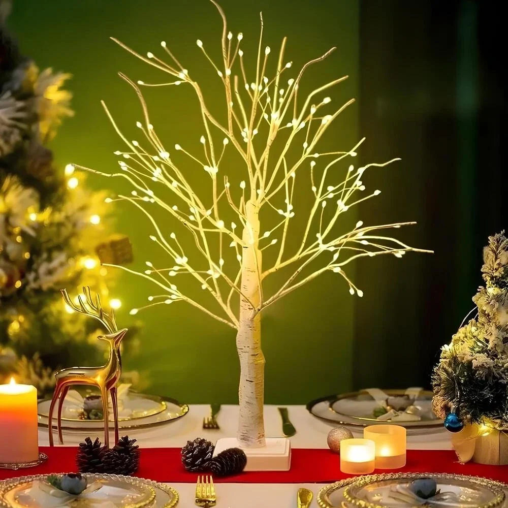 Birch Branch Light 55 cm | PVC & Copper Wire, Warm White 144 LED | Cordless, Bendable, Battery-Powered, Table Decor 11