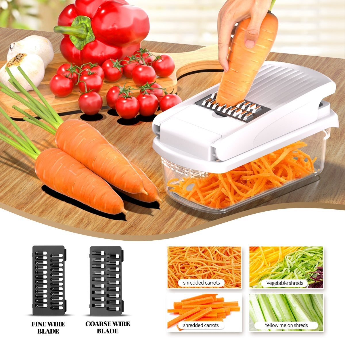 Multifunction Vegetable Chopper | 15-Piece Prep Set with Stainless Steel Blades | Slice, Dice, Grate & Julienne 4