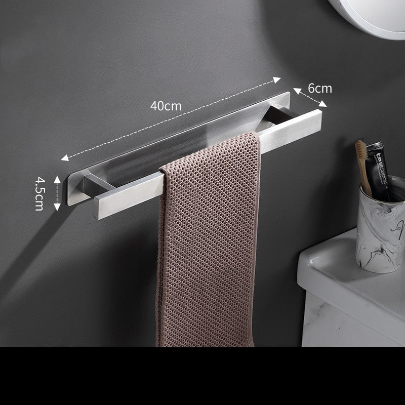 Bathroom Towel Bar Wall Mounted Stainless Steel with Adhesive Backplate 40cm 18 Inch - Image 1