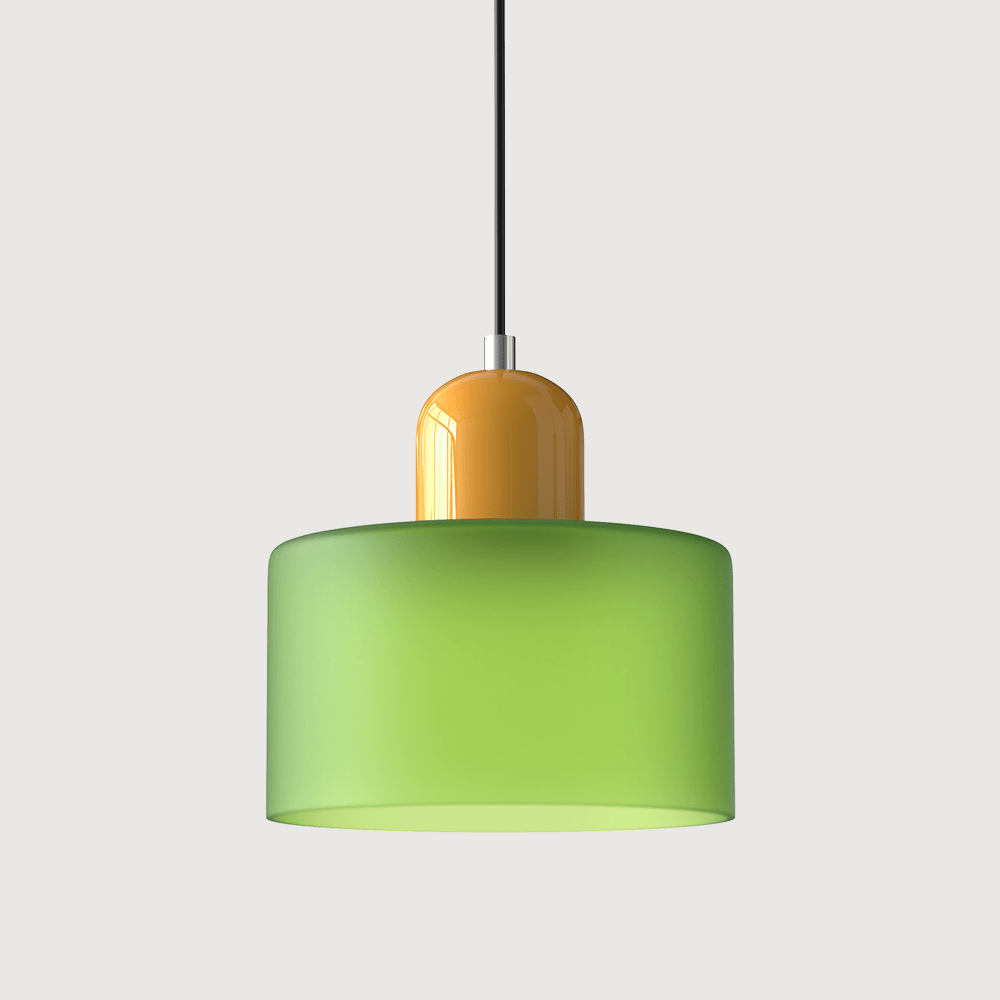 Glass Pendant Light Iron Frame | Bauhaus Geometric Design | Warm Glow for Dining Tables & Kitchen Islands & Workspaces 30