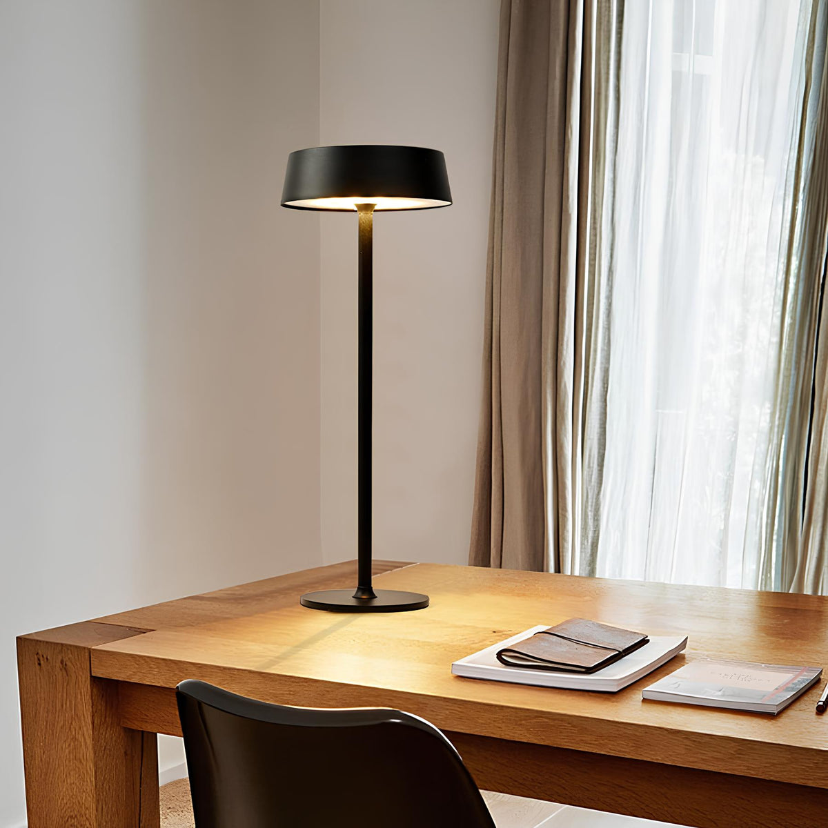 Cordless Rechargeable Table Lamp, Iron Build, 25 x 13 cm | Black, White or Brown | Dimmable with 3 Lighting Modes 8