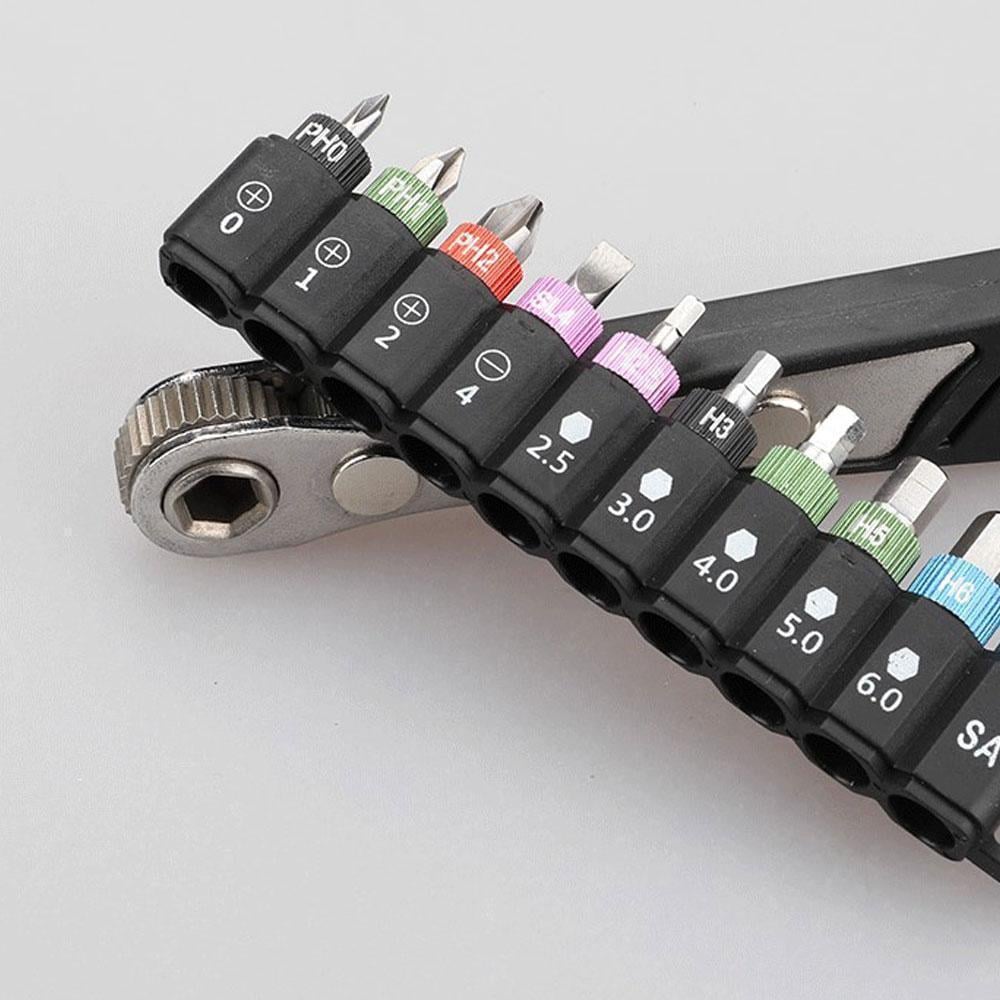 Drill Bit Set Mini Ratchet Chrome Vanadium Hexagon with Reversible Lever 5
