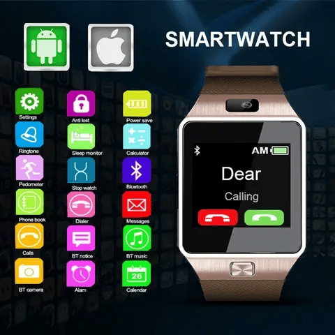 Touchscreen Smart Watch | Square Screen, Camera On Bezel