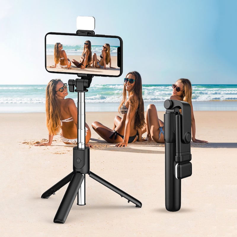 Selfie Stick Tripod Bluetooth Extendable Stainless Steel with Fill Light 1