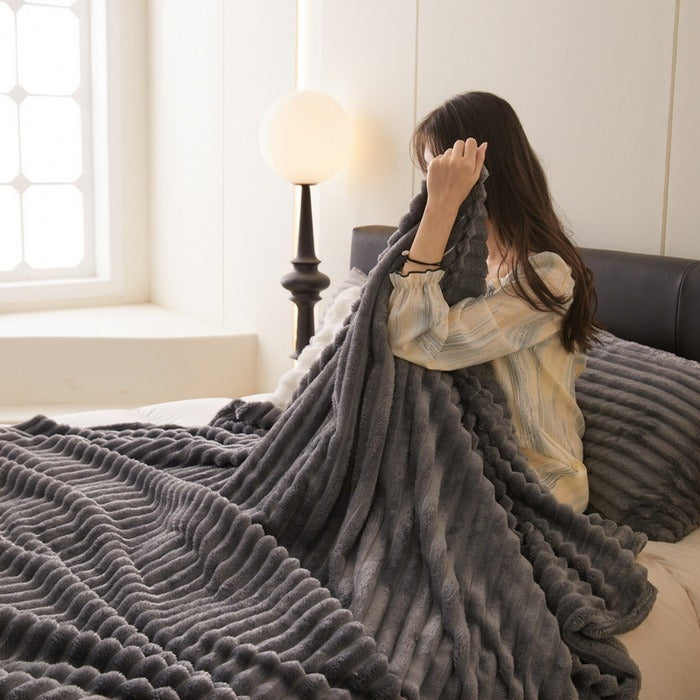 Textured Ridge Throw Blanket Polyester | Multiple Sizes & 8 Colours | Chunky Pile Adds Warmth, Machine Washable 2