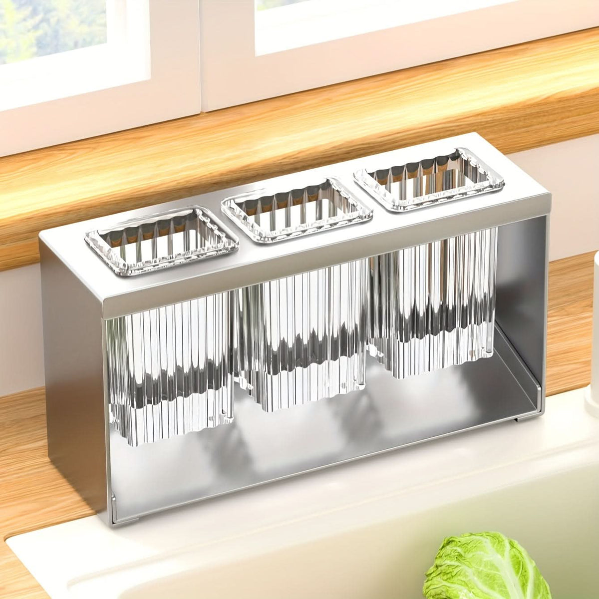 Kitchen Organizer Chopstick Holder Compact Plastic with Water Drain Design 3