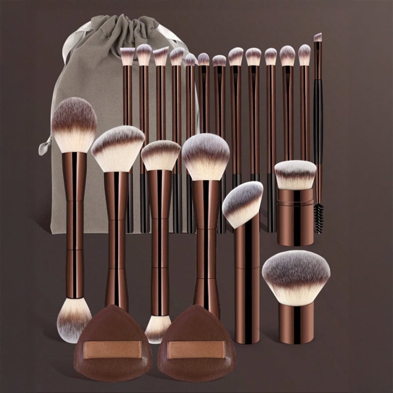 20 Piece Makeup Brush Set | Double-Ended Brushes with Foldable Travel Bag | Soft Bristles for Every Skin Type and Tone 12